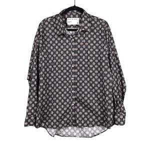 Beau de Loup Womens 16 Button Down Long‎ Sleeve Shirt Geometric Print